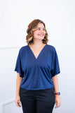 Blusa Cristina - Com Manga Morcego Gola V em Malha Confort - Naguirre Shop