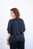 Blusa Cristina - Com Manga Morcego Gola V em Malha Confort - Naguirre Shop