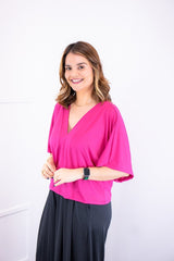 Blusa Cristina - Com Manga Morcego Gola V em Malha Confort - Naguirre Shop