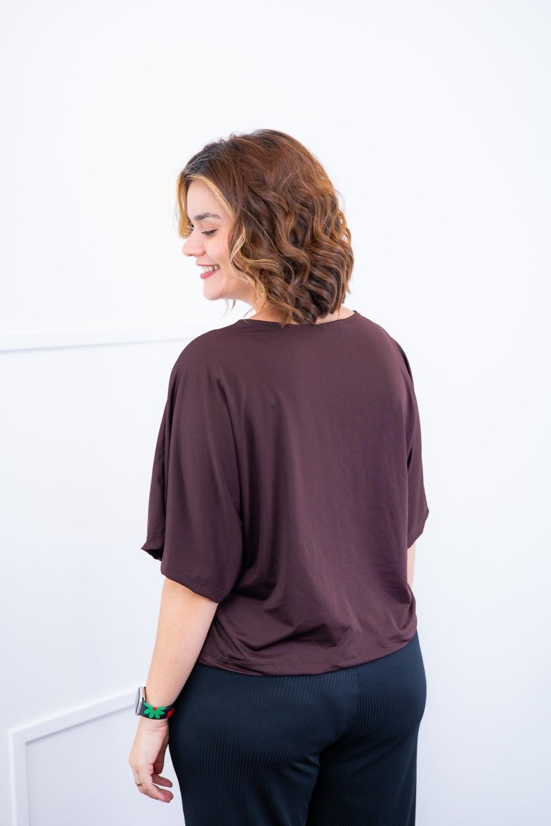 Blusa Cristina - Com Manga Morcego Gola V em Malha Confort - Naguirre Shop