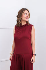 Blusa Dalila - Com Decote Franzido e Amarração na Costas em Malha Confort - Naguirre Shop