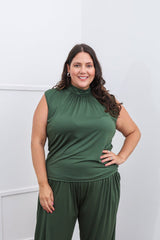 Blusa Dalila - Com Decote Franzido e Amarração na Costas em Malha Confort - Naguirre Shop