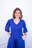 Blusa Eduarda - Gola V em Malha Confort - Naguirre Shop