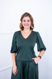 Blusa Eduarda - Gola V em Malha Confort - Naguirre Shop