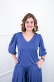 Blusa Eduarda - Gola V em Malha Confort - Naguirre Shop