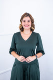 Blusa Eduarda - Gola V em Malha Confort - Naguirre Shop