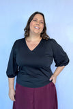 Blusa Eduarda - Gola V em Malha Confort - Naguirre Shop