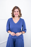 Blusa Eduarda - Gola V em Malha Confort - Naguirre Shop