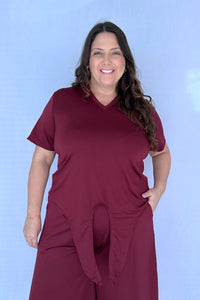 Blusa Elisa – Decote V com Amarração na Frente em Malha Confort - Naguirre Shop