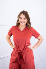 Blusa Elisa – Decote V com Amarração na Frente em Malha Confort - Naguirre Shop
