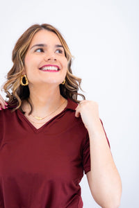 Blusa Elisa – Decote V com Amarração na Frente em Malha Confort - Naguirre Shop