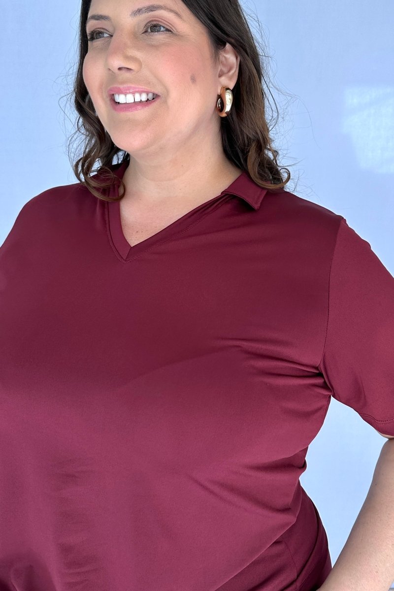 Blusa Elisa – Decote V com Amarração na Frente em Malha Confort - Naguirre Shop