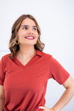 Blusa Elisa – Decote V com Amarração na Frente em Malha Confort - Naguirre Shop