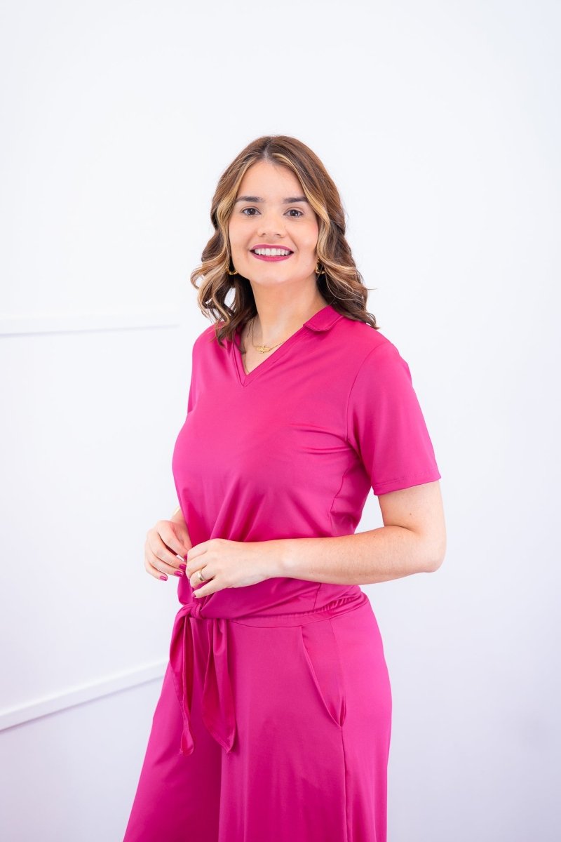 Blusa Elisa – Decote V com Amarração na Frente em Malha Confort - Naguirre Shop