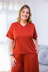 Blusa Estela - Com Decote V Em Malha Confort - Naguirre Shop