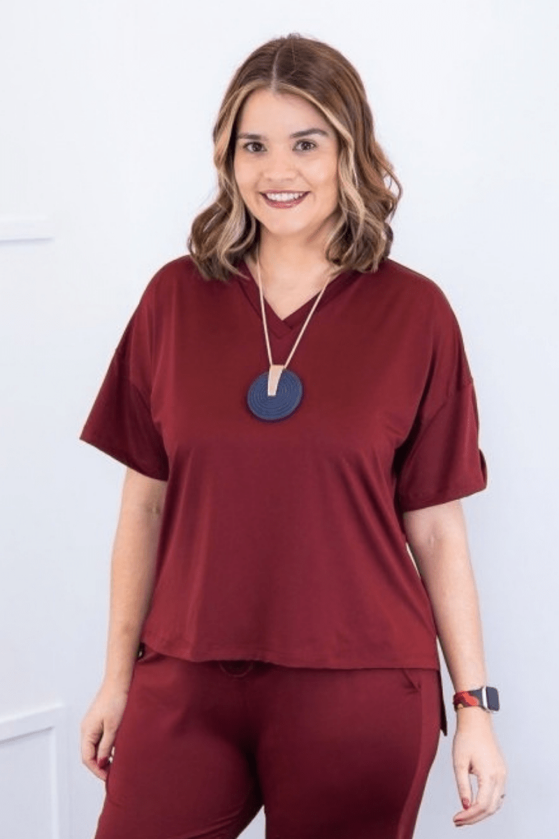 Blusa Estela - Com Decote V Em Malha Confort - Naguirre Shop