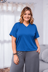 Blusa Estela - Com Decote V Em Malha Confort - Naguirre Shop