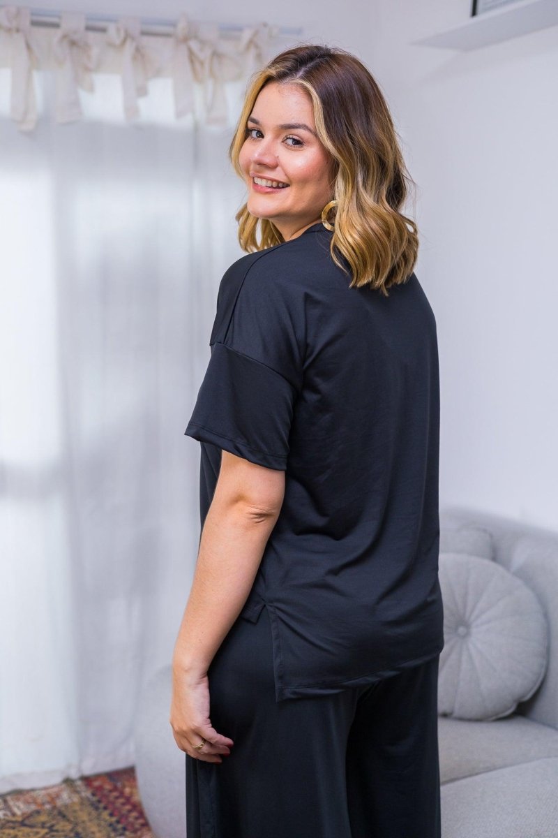 Blusa Estela - Com Decote V Em Malha Confort - Naguirre Shop