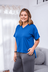 Blusa Estela - Com Decote V Em Malha Confort - Naguirre Shop