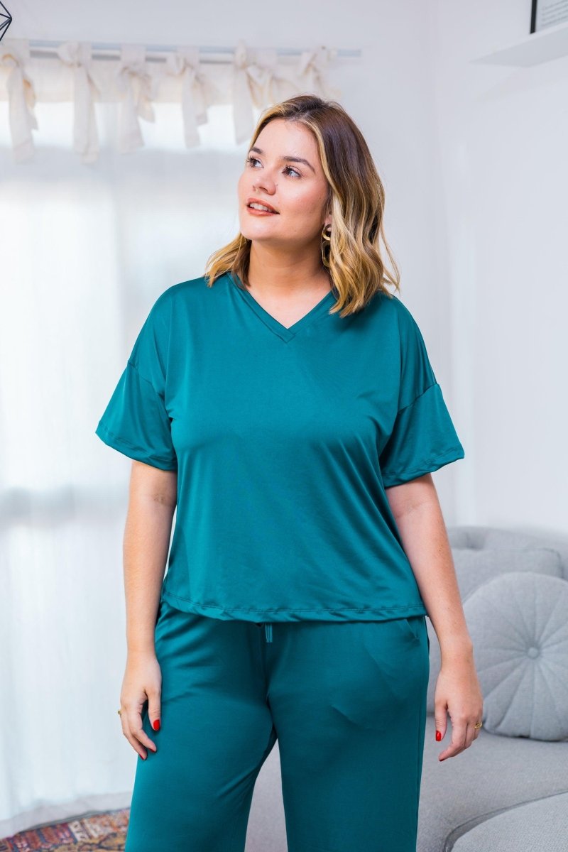 Blusa Estela - Com Decote V Em Malha Confort - Naguirre Shop