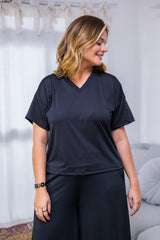 Blusa Estela - Com Decote V Em Malha Confort - Naguirre Shop