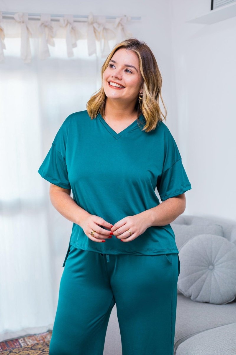 Blusa Estela - Com Decote V Em Malha Confort - Naguirre Shop