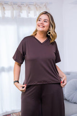 Blusa Estela - Com Decote V Em Malha Confort - Naguirre Shop