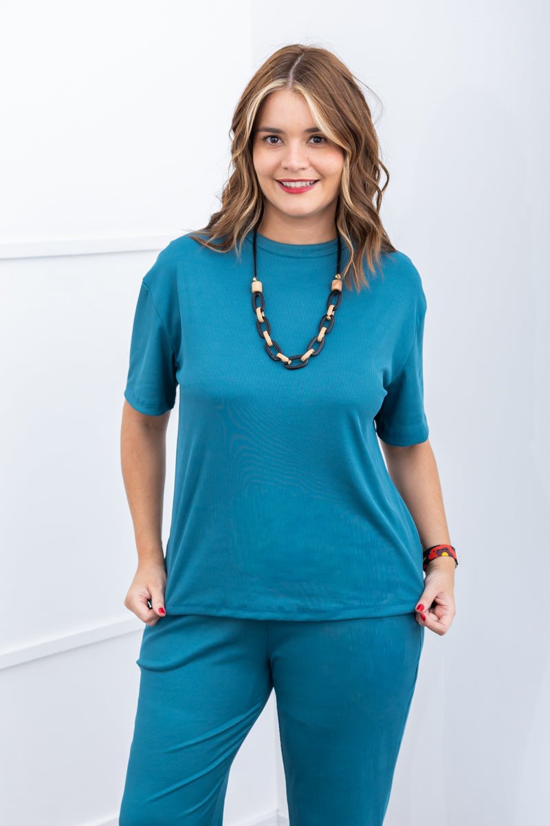Blusa Ester – Oversized Gola Redonda em Canelado Flex - Naguirre Shop