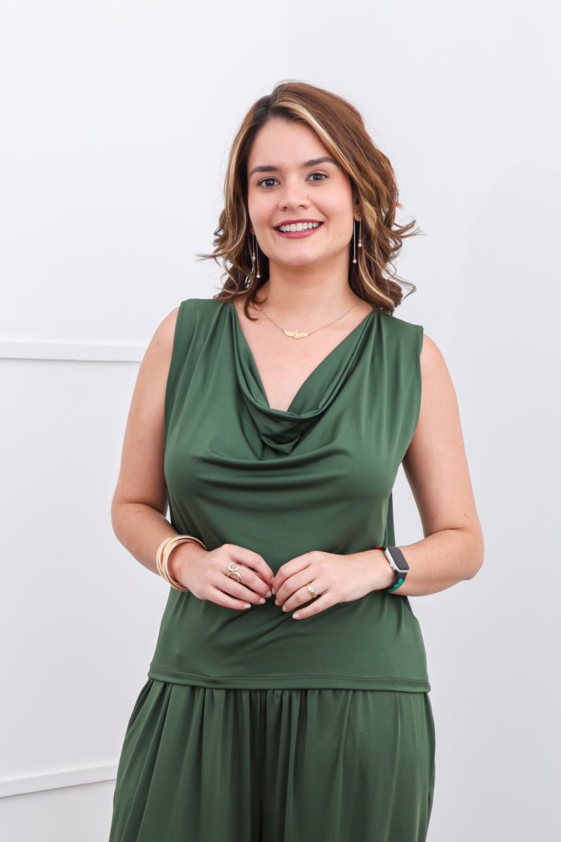 Blusa Fernanda – Decote Drapeado em Malha Confort - Naguirre Shop