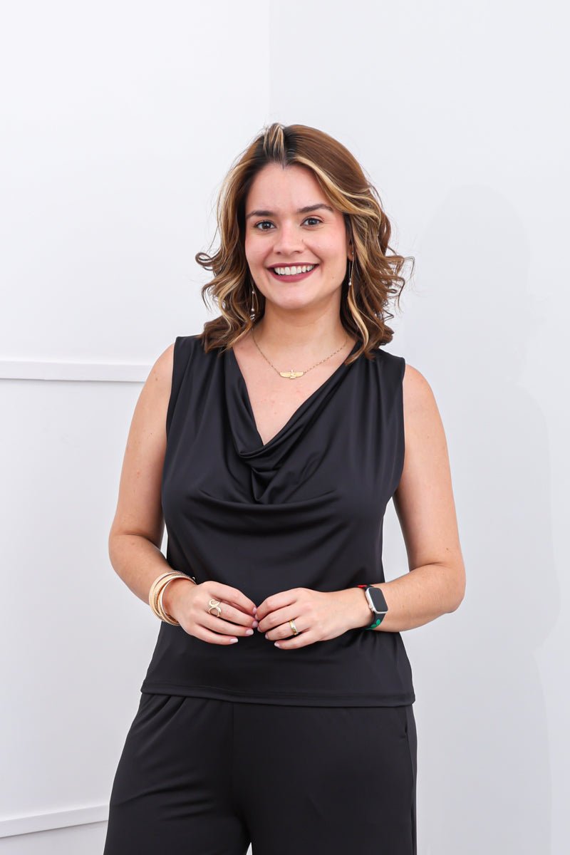 Blusa Fernanda – Decote Drapeado em Malha Confort - Naguirre Shop