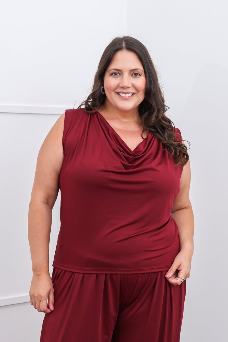 Blusa Fernanda – Decote Drapeado em Malha Confort - Naguirre Shop