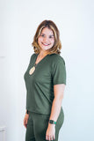 Blusa Fernanda - Gola V em Malha Canelada - Naguirre Shop