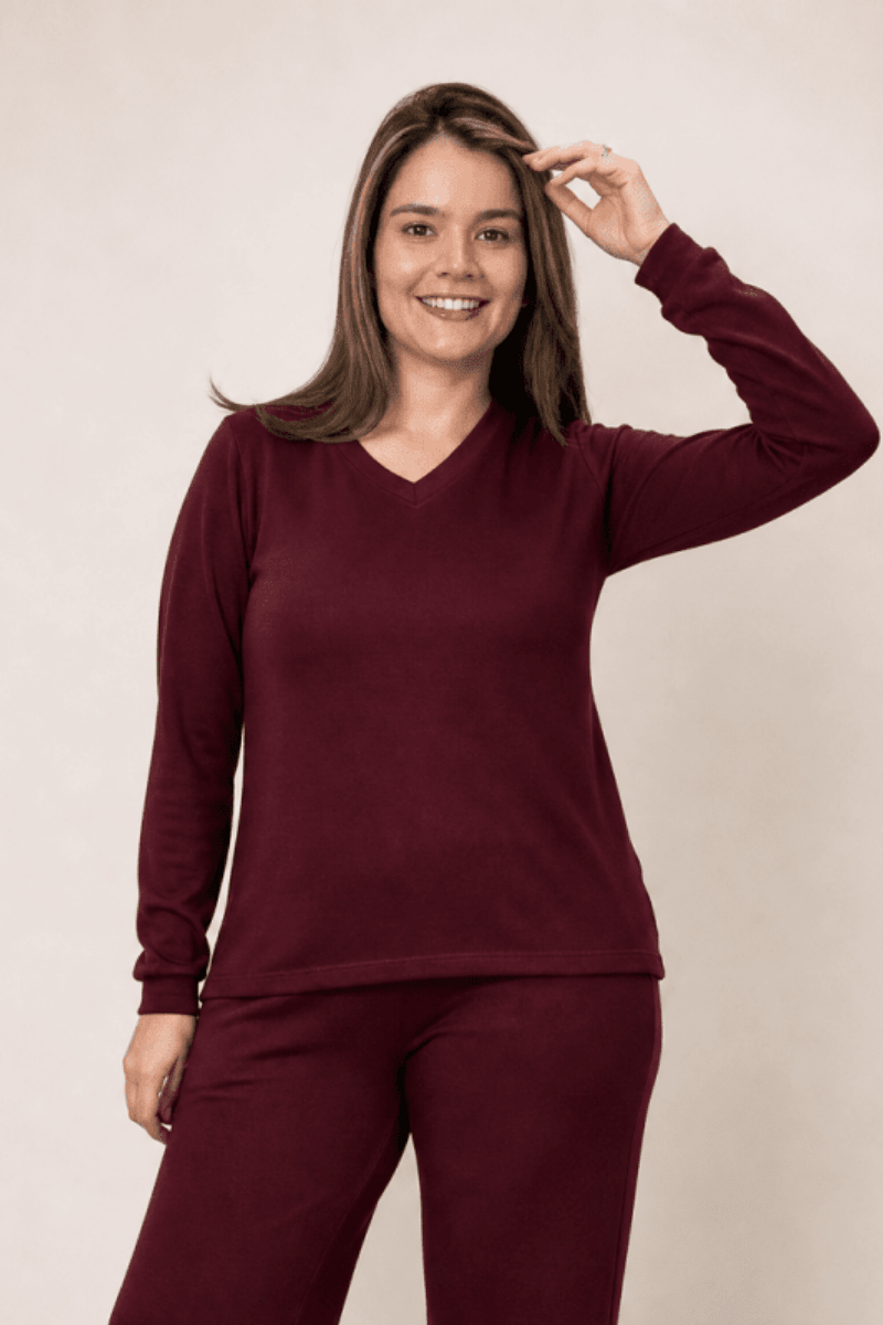 Blusa Gola V de Manga Longa Lãzinha Paula - Naguirre Shop