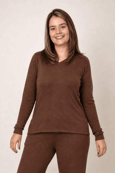 Blusa Gola V de Manga Longa Lãzinha Paula - Naguirre Shop