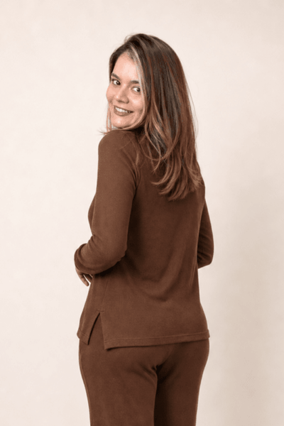 Blusa Gola V de Manga Longa Lãzinha Paula - Naguirre Shop