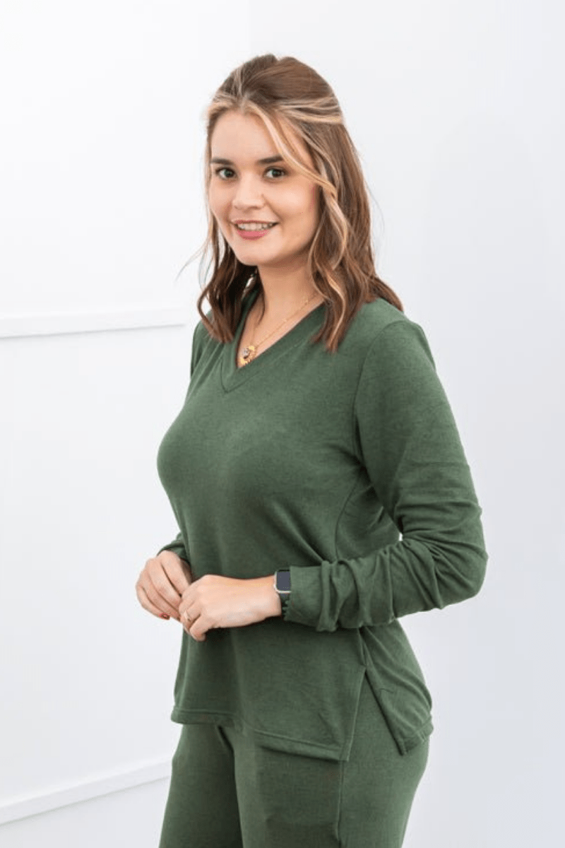 Blusa Gola V de Manga Longa Lãzinha Paula - Naguirre Shop