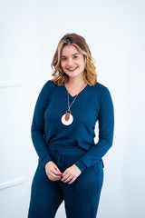Blusa Gola V de Manga Longa Lãzinha Paula - Naguirre Shop