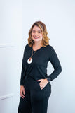 Blusa Gola V de Manga Longa Lãzinha Paula - Naguirre Shop