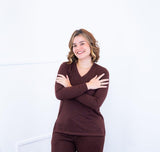 Blusa Gola V de Manga Longa Lãzinha Paula - Naguirre Shop