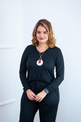 Blusa Gola V de Manga Longa Lãzinha Paula - Naguirre Shop