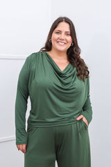 Blusa Jasmine - Manga Longa com Decote Drapeado em Malha Confort - Naguirre Shop