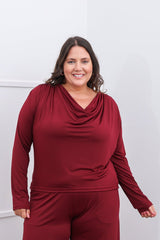 Blusa Jasmine - Manga Longa com Decote Drapeado em Malha Confort - Naguirre Shop