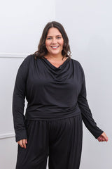 Blusa Jasmine - Manga Longa com Decote Drapeado em Malha Confort - Naguirre Shop