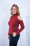 Blusa Malha Canelada com Recortes nos Ombros - Amelie - Naguirre Shop