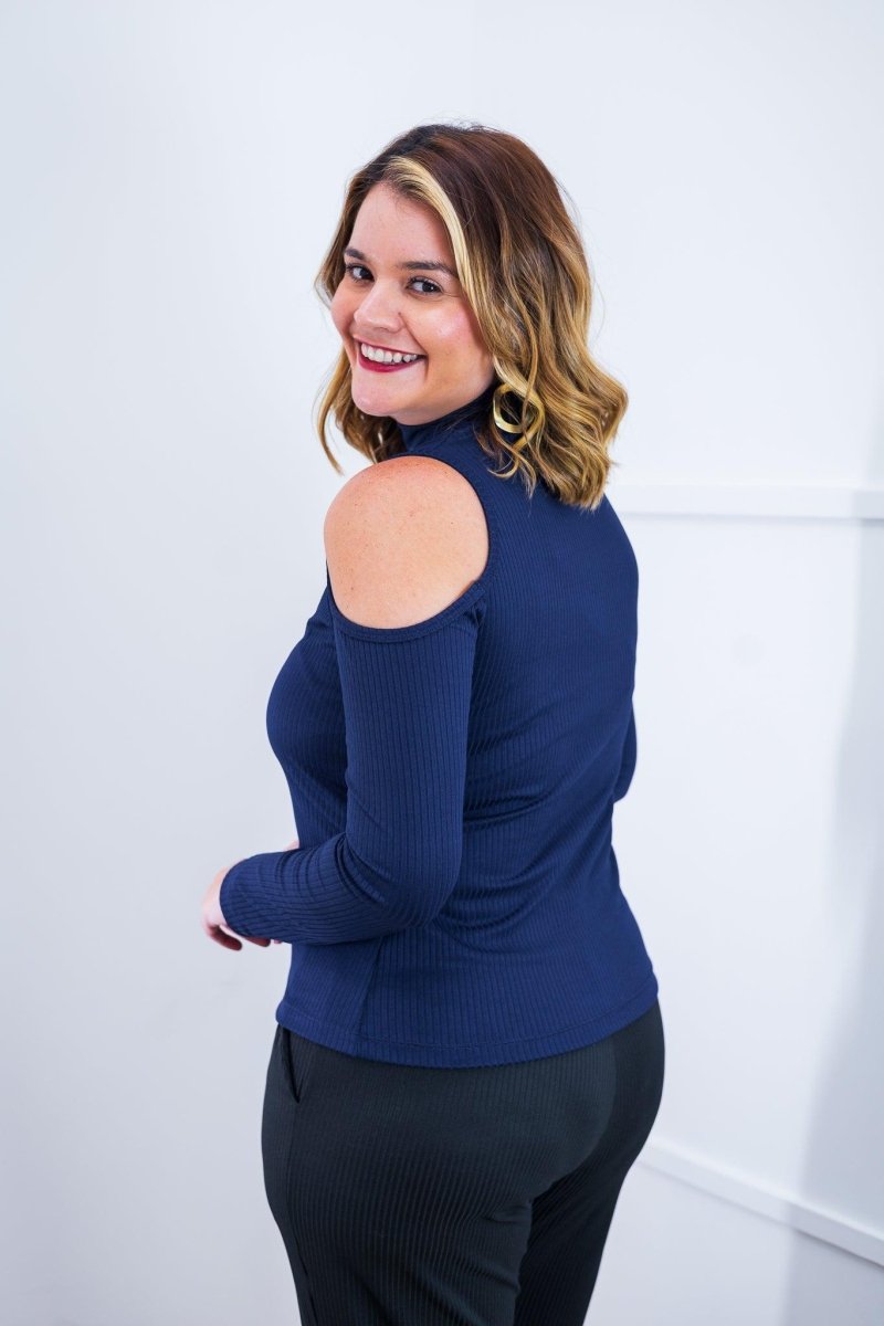 Blusa Malha Canelada com Recortes nos Ombros - Amelie - Naguirre Shop