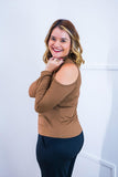 Blusa Malha Canelada com Recortes nos Ombros - Amelie - Naguirre Shop