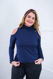 Blusa Malha Canelada com Recortes nos Ombros - Amelie - Naguirre Shop