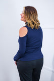 Blusa Malha Canelada com Recortes nos Ombros - Amelie - Naguirre Shop