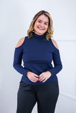 Blusa Malha Canelada com Recortes nos Ombros - Amelie - Naguirre Shop