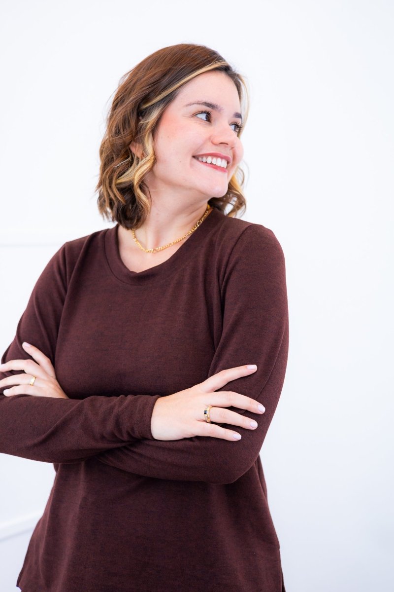 Blusa Marina – Manga Longa em Lãzinha com Gola Redonda - Naguirre Shop